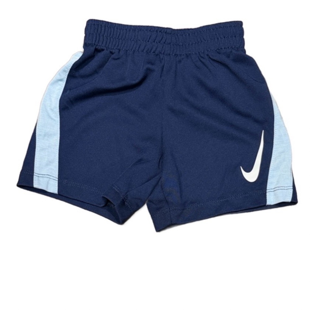 Nike Navy Shorts with Light Blue Panels and White Swoosh